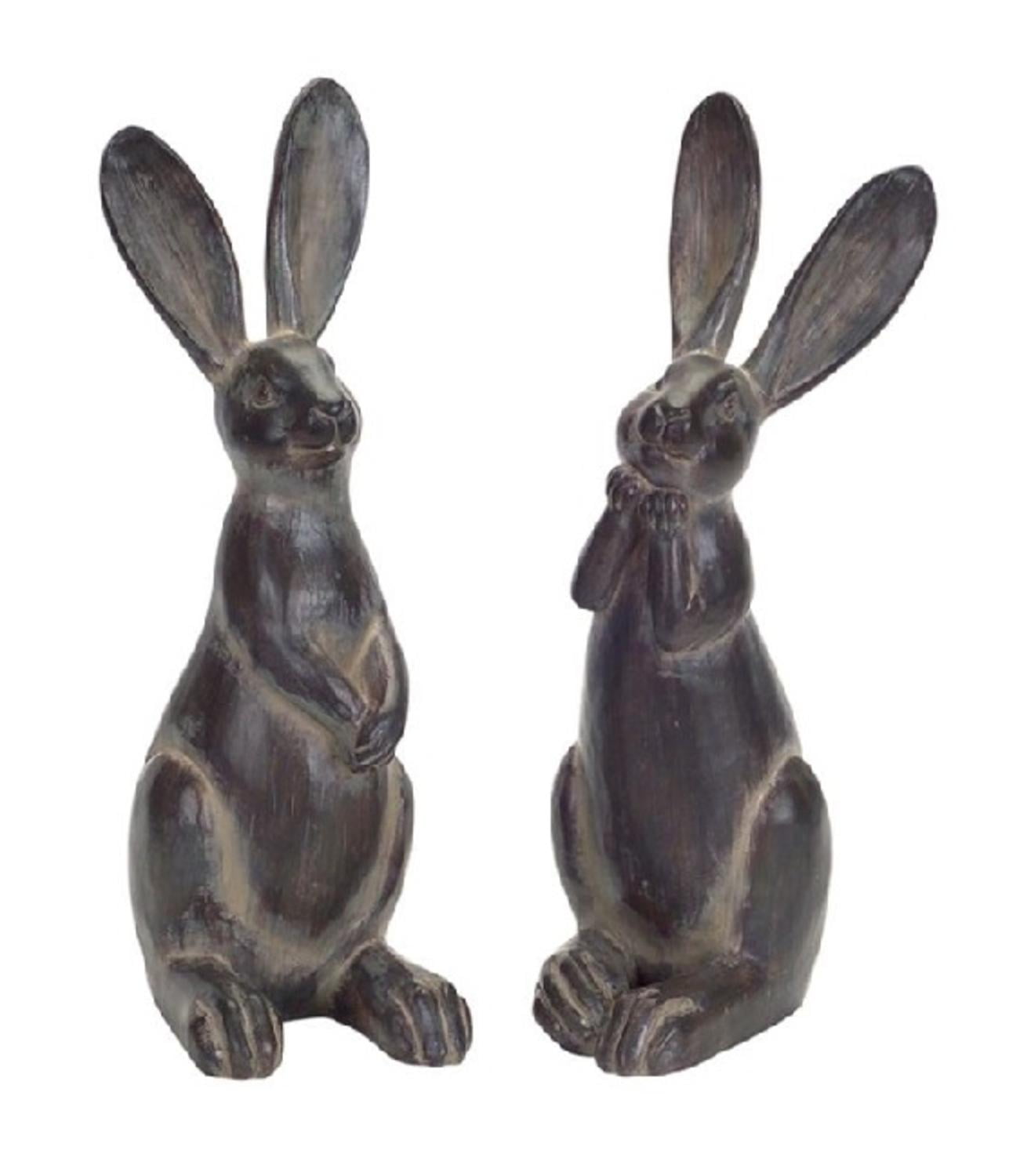 Set of 2 Black Colored Easter and Springtime Garden Bunny Rabbit