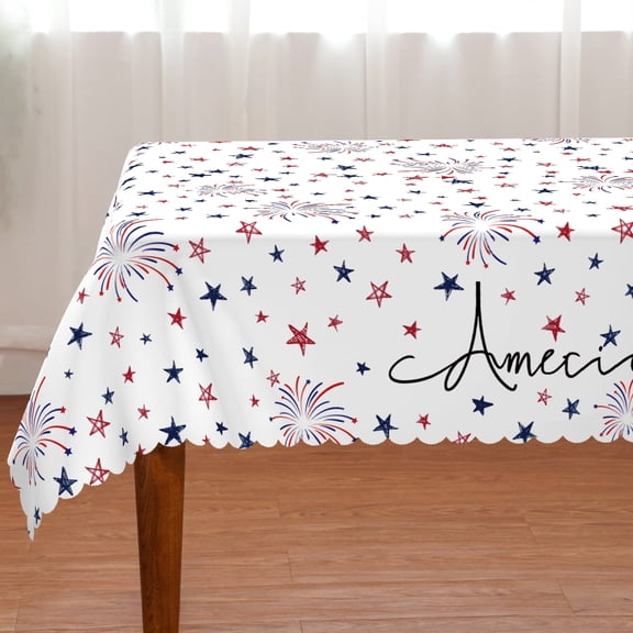 YIBAGA 4th of July Tablecloth, Patriotic Memorial Independence Day Home Decor, 60 x 84 inch, Polyester, 250th Anniversary USA Decor
