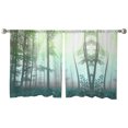 thumbnail image 7 of Sheer Curtains 45 inches Long, Fall Green Gradient Forest Light Filtering Sheer Window Curtains Rod Pocket Voile Drapes for Bedroom Living Room, 52"W x 45"L 2 Panels, 7 of 7