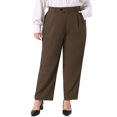 thumbnail image 2 of DARING DIVA Women's Plus Casual Elastic High Waisted Long Straight Pants 5X Coffee, 2 of 6