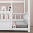thumbnail image 6 of Oufan Twin Size House Floor Bed,Wooden Montessori Bed with House Roof Frame and Fence Guardrails,Twin Bed Frame for Boys, Girls, White, 6 of 10