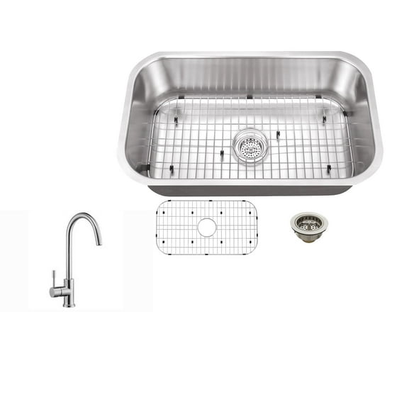Magnus Sinks 30 In X 18 16 Gauge Stainless Steel Single Bowl Kitchen Sink With Gooseneck Faucet