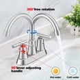 thumbnail image 6 of Vesteel 2-Handle Bathroom Faucet, 4 inch Stainless Steel Centerset Faucet with 360 Swivel Spout for Bathroom, Modern Bat Sink Faucet with Pop Up Sink Drain and Two Water Supply Lines, 6 of 7