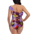 thumbnail image 5 of Rateoe Fruit Parfait Colorful Pattern Women One Piece Swimsuits Tummy Control One Shoulder Bathing Suits Ruffle Swimwear-X-Large, 5 of 6