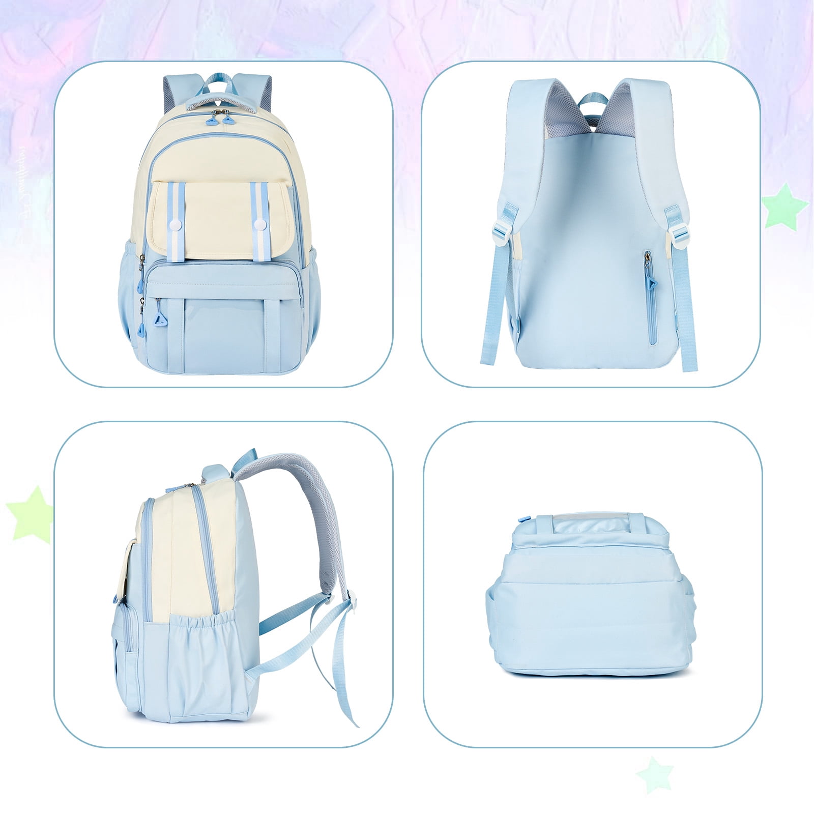 DAKIMOE Kids Backpack, Large Capacity School Bookbag for 15.6 Inch Laptop, Water-Resistant Cute Girl Backpacks for Teen adults, Lightweight Travel Daypack for Middle School College