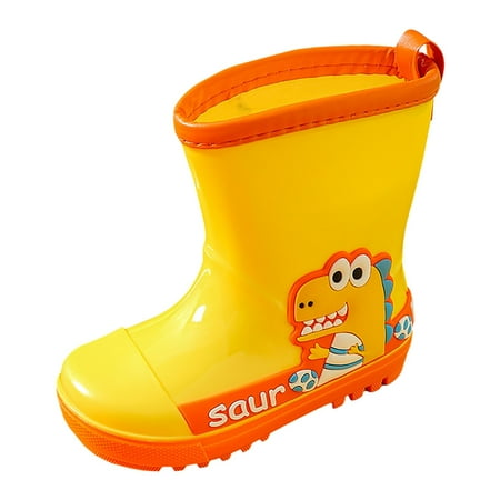 

Entyinea Rain Boots for Girls Boys Waterproof Solid Classic Pull On Wellies Boot for Children Toddler Boys Girls Yellow 17