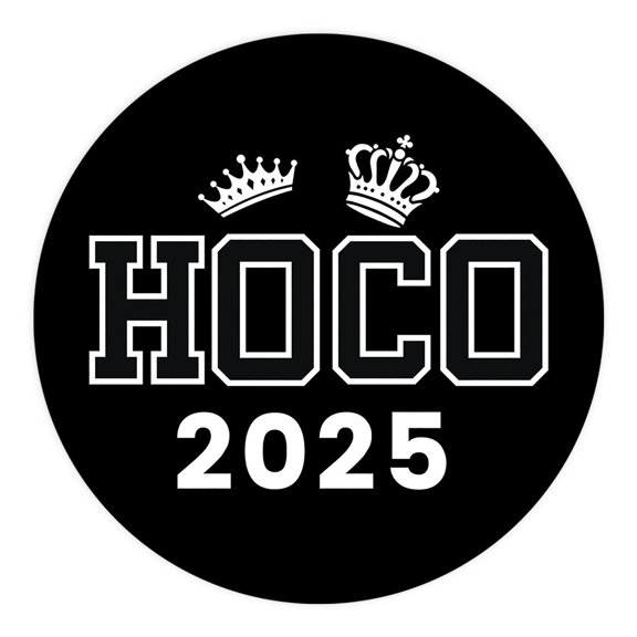 HOCO Stickers 2025, Black & White Homecoming Dance Crown Design, Party & Scrapbook Favors