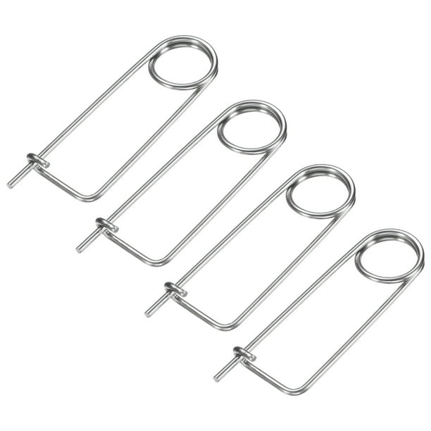 Uxcell 4-Pack Pin de Seguridad de Chaveta en Forma de Broche, Pines de Acero Inoxidable M3x60mm, Sujetadores de Broche de Bloqueo Rápido Clips Retenedores Pesados