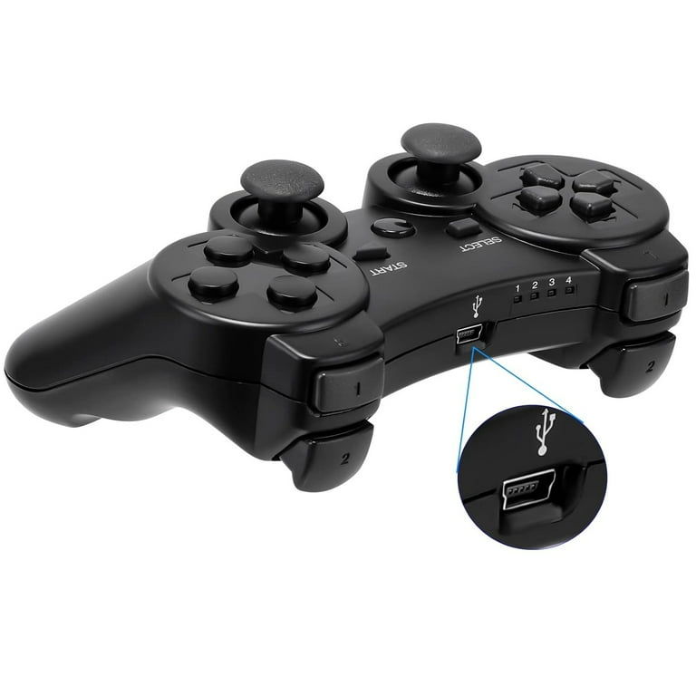 RetroFam 2 Pack PS3 Wireless Controller, Bluetooth Black