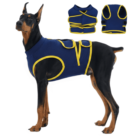 IDOMIK Dog Anxiety Vest Adjustable Dog Calming Shirt for Fireworks Travel & Separation Stress Blue XL
