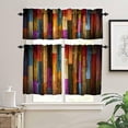 thumbnail image 3 of Colorful Wood Valance Curtain Plank Rustic Farmhouse Wooden Vintage Barn Door Rod Pocket Valance Window Treatments Short Curtains for Kitchen Living Room Decor 54x18 Inch + 27x36 Inch X 2, 3 of 5