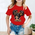 thumbnail image 2 of LUOGENLI T-Shirt pour Filles Enfant Filles Mignon Mode Imprimé Col Rond Ample Manche Courte Tee Été Décontracté T-Shirt Hauts Maxi Hauts Ensemble Été Rouge 10-12 Ans, 2 of 5