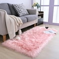 thumbnail image 2 of Ghouse Rectangular Pink Area Rug 2x6 feet, Thick and Fluffy Faux Sheepskin Machine Washable Rectangular Plush Carpet, Faux Sheepskin Rug for Living Room, Bedroom, Kids Room, 2 of 6