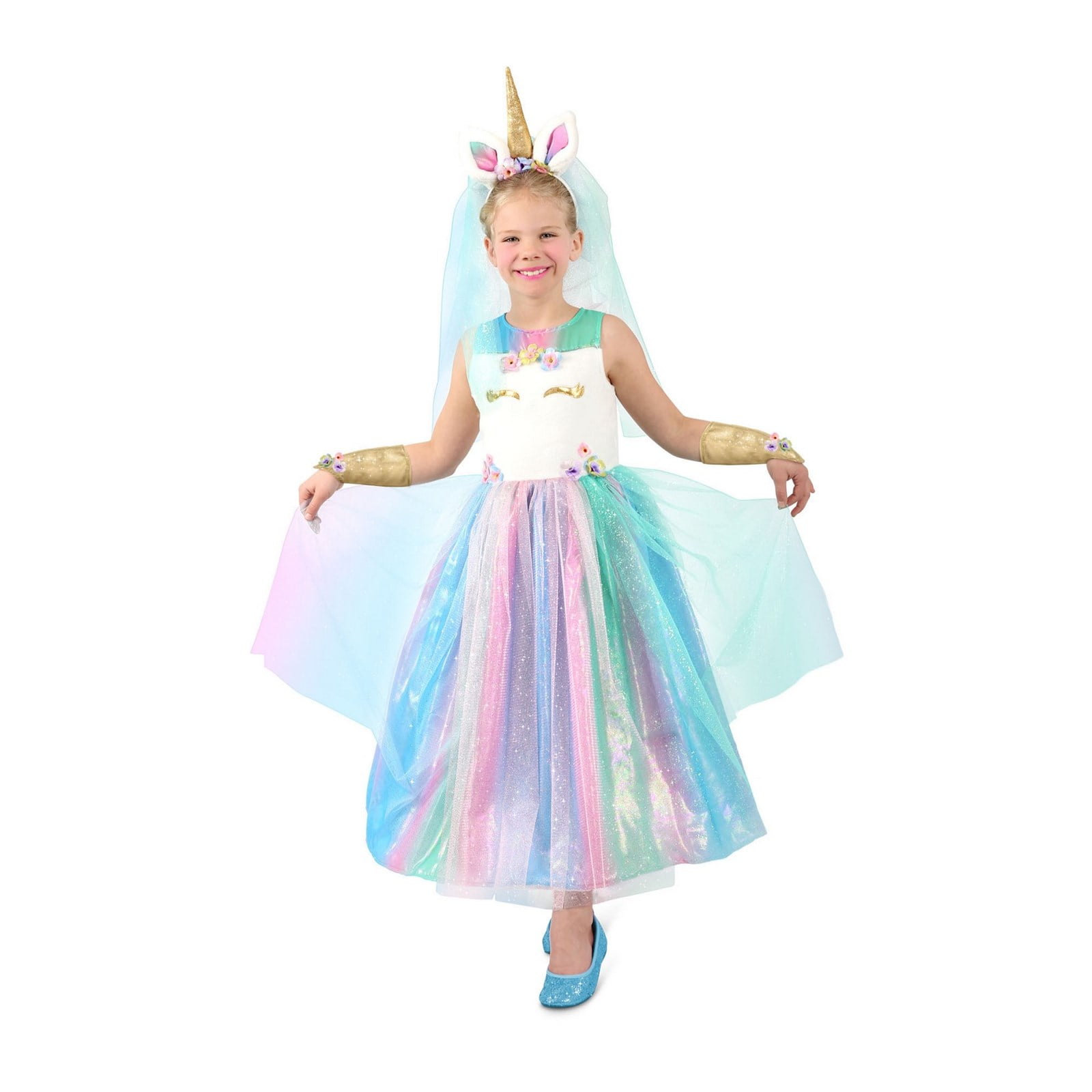 Kids Girls Ride on Unicorn Fantasy Mythical Fancy Dress Carry Costume Book Day 
