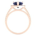 thumbnail image 4 of 2.27 ct Brilliant Heart Cut Blue Sapphire 14k Rose Gold Halo Solitaire with Accents Bridal Wedding Engagement Promise Anniversary Ring for Women size 4.5, 4 of 7