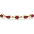 thumbnail image 3 of Gem Stone King 18K Yellow Gold Plated Silver Ruby Red Mystic Topaz Bracelet for Women | 4.00 Cttw | Gemstone November Birthstone | Oval 7X5MM | Fully Adjustable 9 inch, 3 of 6