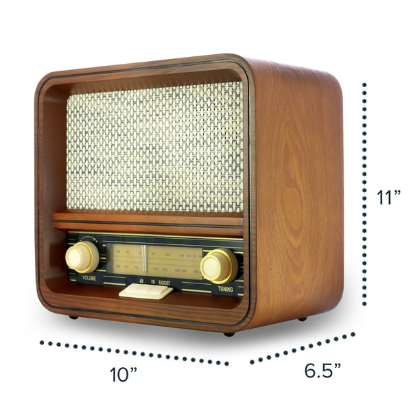 Muslo ficción trono Fuse Real Wood Exterior Vintage Retro Bluetooth, AM/FM Radio, Speaker -  Handcrafted RAD-V1 - Walmart.com