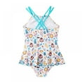 thumbnail image 4 of BULLPIANO Girl's One Piece Summer Swimsuit Cross Back Bathing Suit Spaghetti Strap Swimsuit Printed Sunsuit Quick Dry Swimwear, Size 4-5 Years, 4 of 5