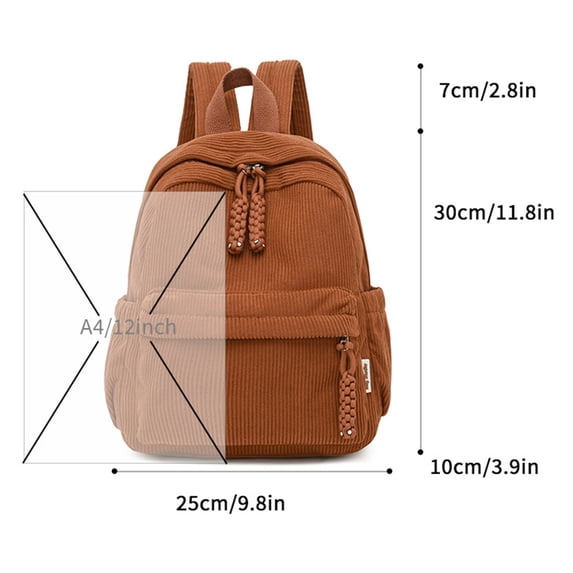 RFQWOVSR Corduroy Small Backpack for Women Casual Vintage Lightweight Daypack