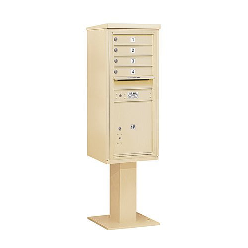 4C Pedestal Mailbox (Includes 26 Inch High Pedestal and Master Commercial Locks) - 11 Door High Unit (69-1/8 Inches) - Single Co