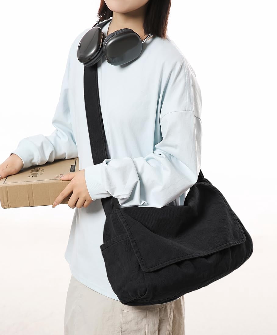 Messenger Bag for Women Men Satchel Bag Canvas Crossbody Shoulder Bag Casual Sling Bag