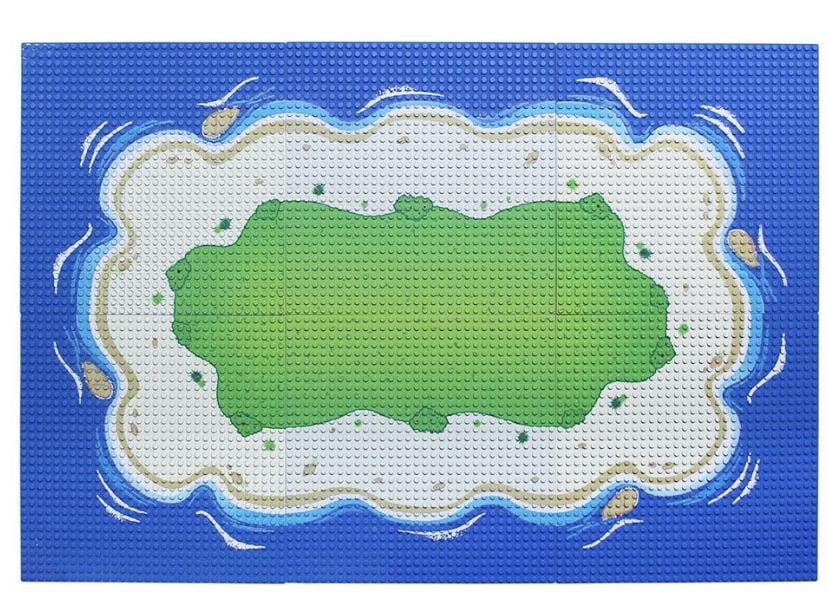 2 Straight + 1 Curve + 1 Grass Bases for Grass Oasis EKIND 4-Pack 10 x 10 Beach Base Brick Plate Compatible with All Major Brands Pirates Sea and More