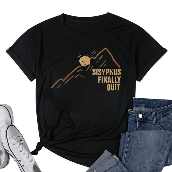 Womens Sisyphus Quit | Greek Mythology Funny Greece History T-Shirt Black Small