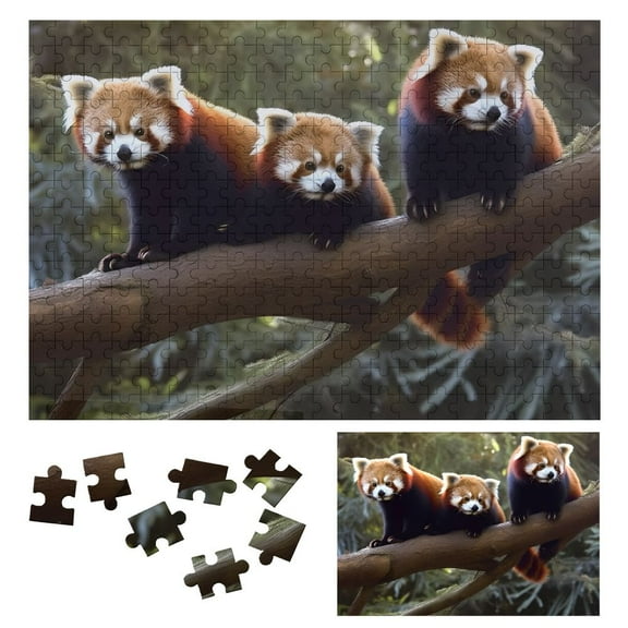 JRXY Red Pandas Tree Branch Forest Wooden Jigsaw Puzzle Challenging Difficult Wood Puzzles for Adults Gift for Family Friends 300 PCS