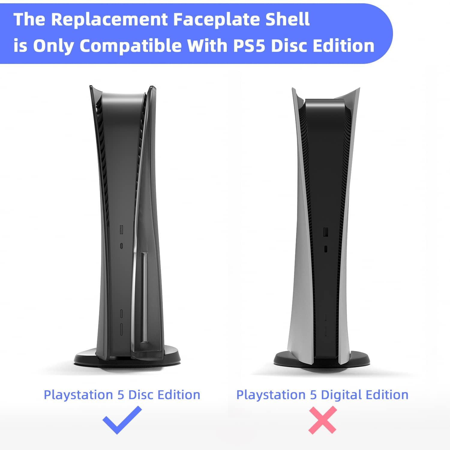 Mytrix PS5 Faceplate 2 in 1 Translucent Black Plates for PS5 Disc Edition + RGB LED Music Sync Light Strips Kit: Replacement Console Face Plate, Sound Sync Mode Lighting with 8 Colors 400+ DIY Effects