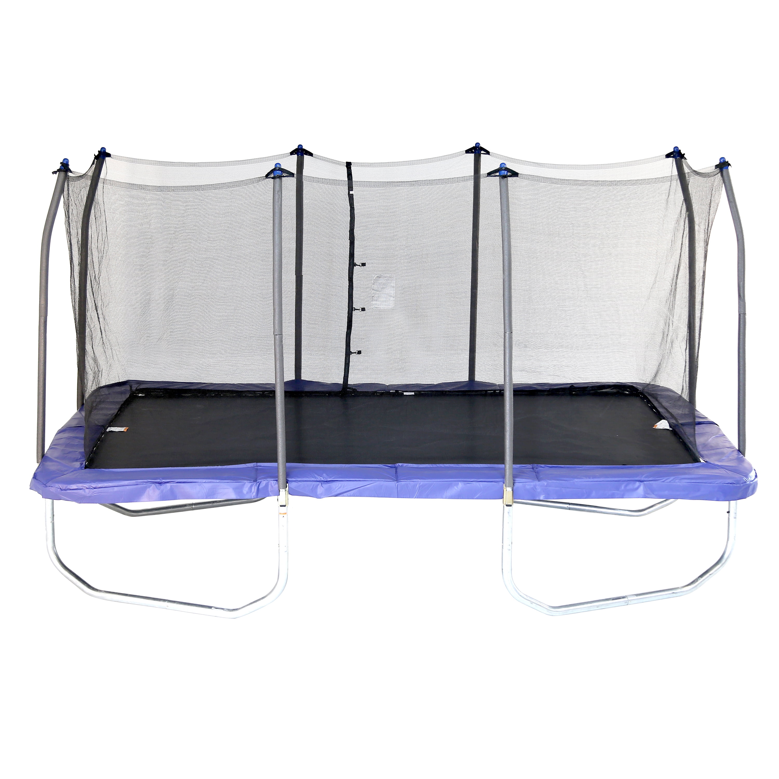 Skywalker Trampolines 15’ Round Jump N Dunk Trampoline with Enclosure and Basketball Hoop Gray & Light Blue