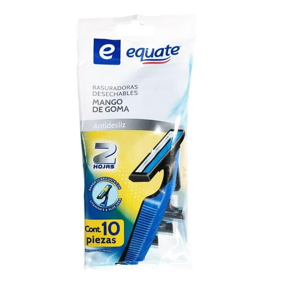Rasuradoras Equate para hombre antidesliz mango de goma 10 pzas