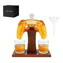 Game Controller Whiskey Decanter Set with 2 Glasses, 25.4 Oz Liquor Dispenser Bourbon Decanter Whiskey Set, Gift for Men