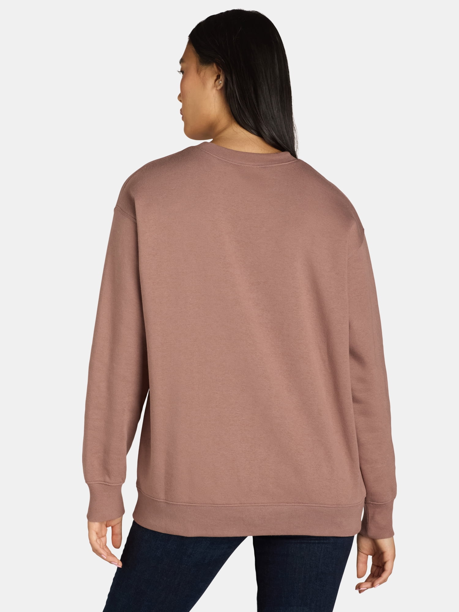 No Boundaries Fleece Oversized Sweatshirt with Long Sleeves, Women’s Sizes XXS-4X