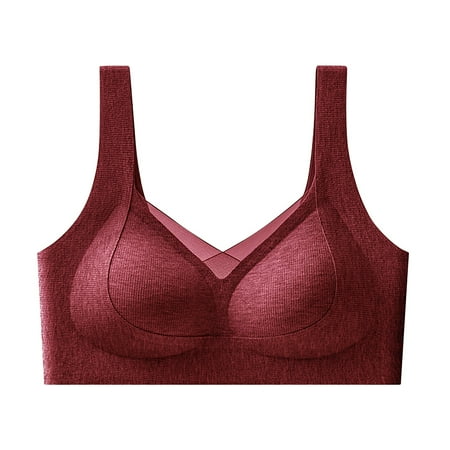 Cqxid525 Sports Bras for Women Underwear Women s Wide Straps Without Ring Gathered To Collect Side Breasts Large Size Tank Top Non Marking Bra M Red