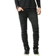 thumbnail image 2 of Ma Croix Mens Biker Jeans Distressed Ripped Zipper Straight Slim Fit Stretch Denim Pants, 2 of 6