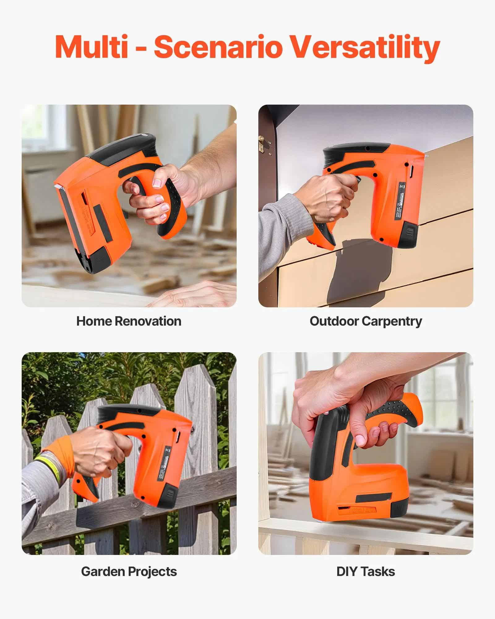 Cordless Brad Nailer, 2 in 1 Nail Gun Staple Gun with 1000 Pcs Staples and 1000 Pcs Nails, Non-Slip Rubber Grip for Woodworking, Carpentry and DIY Projects