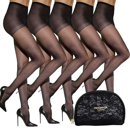 

UNIFULL 5 Pack Women s Sheer Tights 20 Denier Control Top Pantyhose with Reinforced Toes