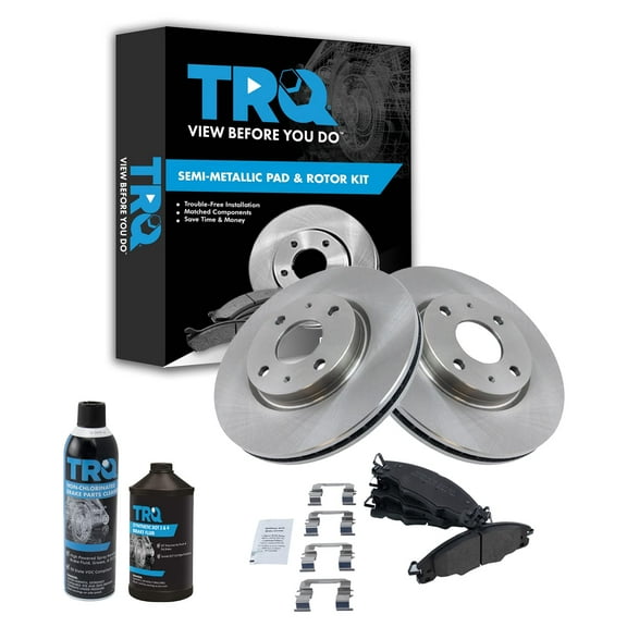 TRQ Front Brake Rotor & Semi-Metallic Kit w/Fluids Pad w/Fluids for Ford Focus BKA15836