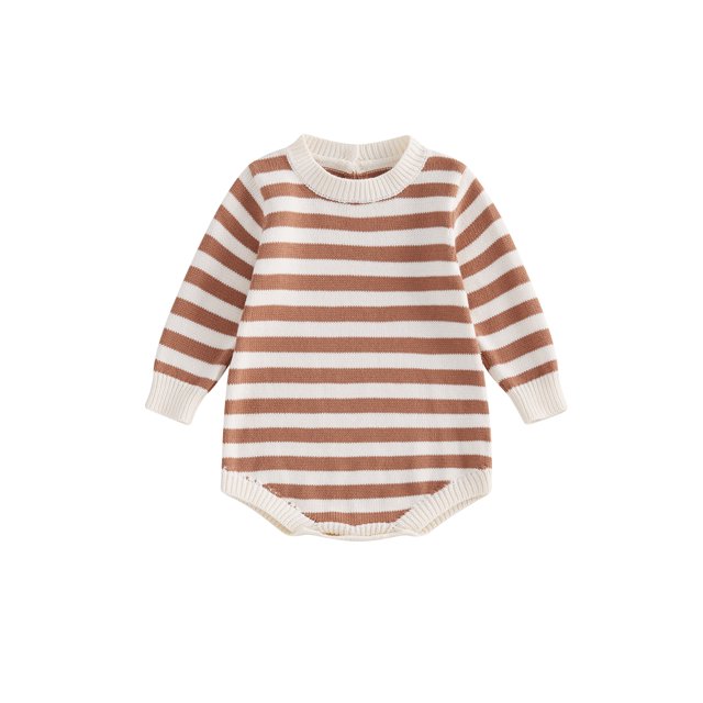 Gupgi 0-18M Chandail pour Bébés Garçons Filles Combinaison à Rayures Manches Longues Col Rond Hiver