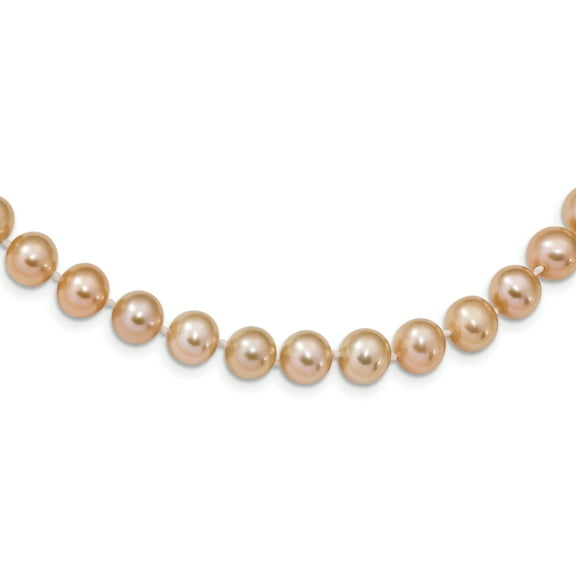 Primal Silver Sterling Silver Rhodium Plated 7-8mm Pink Freshwater Cultured Pearl Necklace