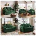 thumbnail image 3 of Linsy Home 63" Pull Out Couch Chaise Lounge, Convertible Loveseat Sofa Couch with Usb & Two Pillows, Green, 3 of 9
