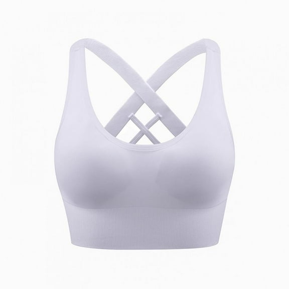 Sports Bra for Women, Criss-Cross Back Padded Wirefree Sports Bras Medium Support Yoga Bra