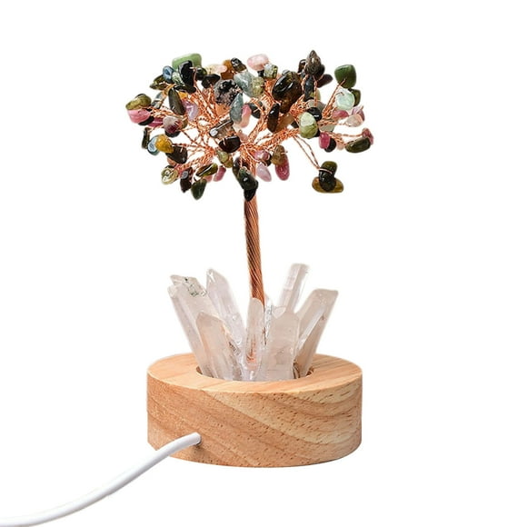 Natural White Crystal Quartz Tree Lamp With LED Base Feng Shui Tree For Home Stone Night Light
