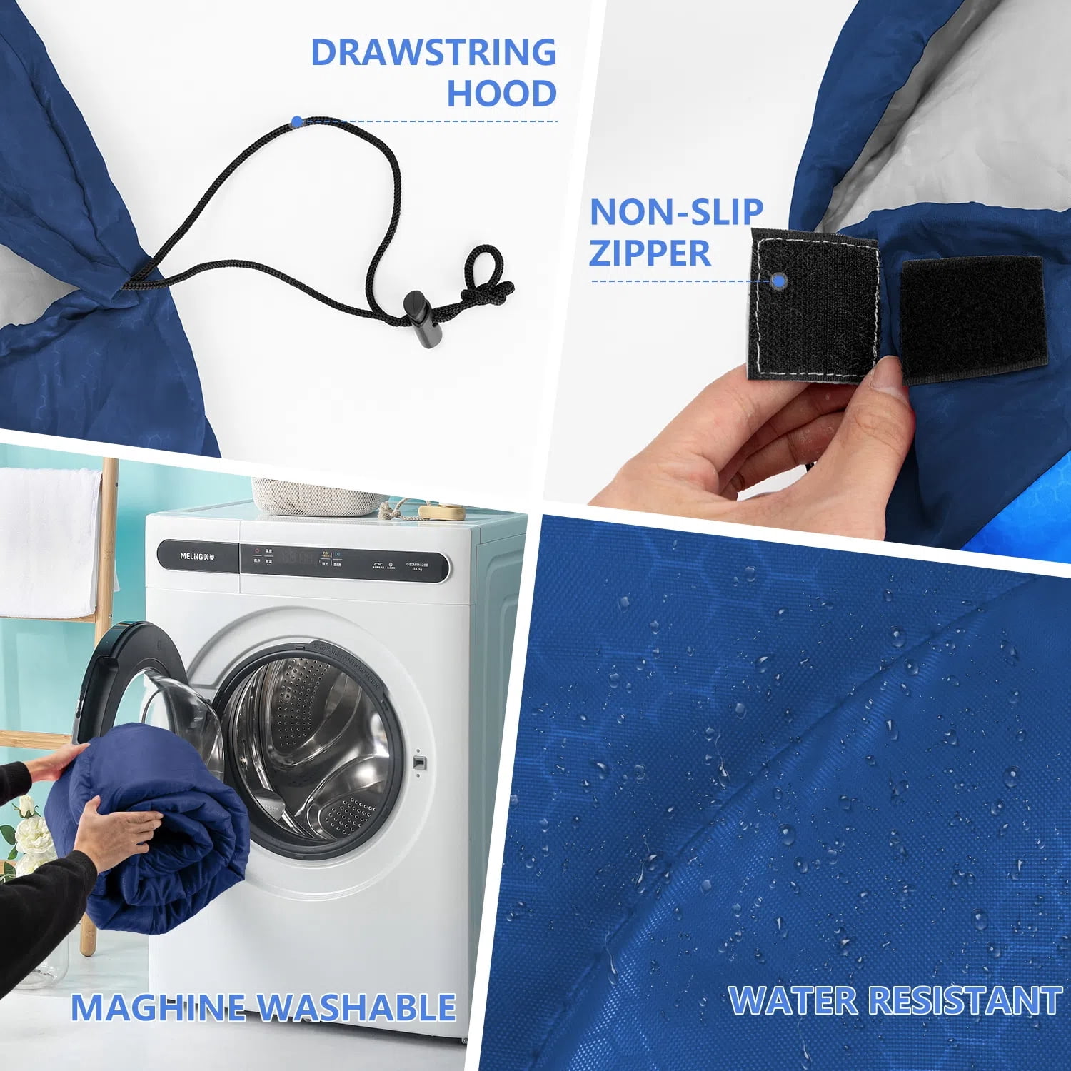Teblint Camping Sleeping Bag for Adults Kids, Cold Weather Warm Sleeping Bag with Compression Bag for 3 Seasons, Compact Camping Essentials Gear Accessories Hiking Sleep Must Haves-Blue