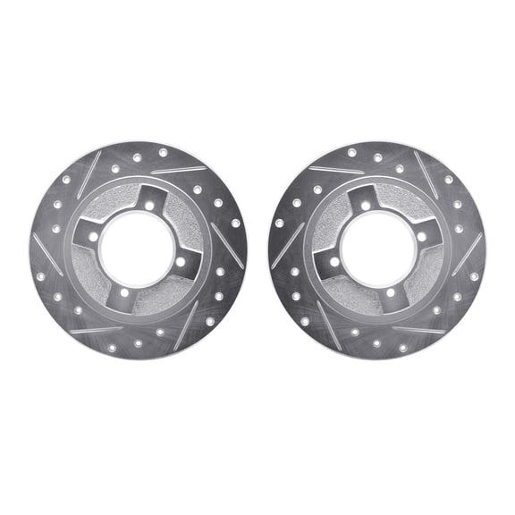 Dynamic Friction Company Front Brake Rotors-Drilled and Slotted-Silver 7002-67065