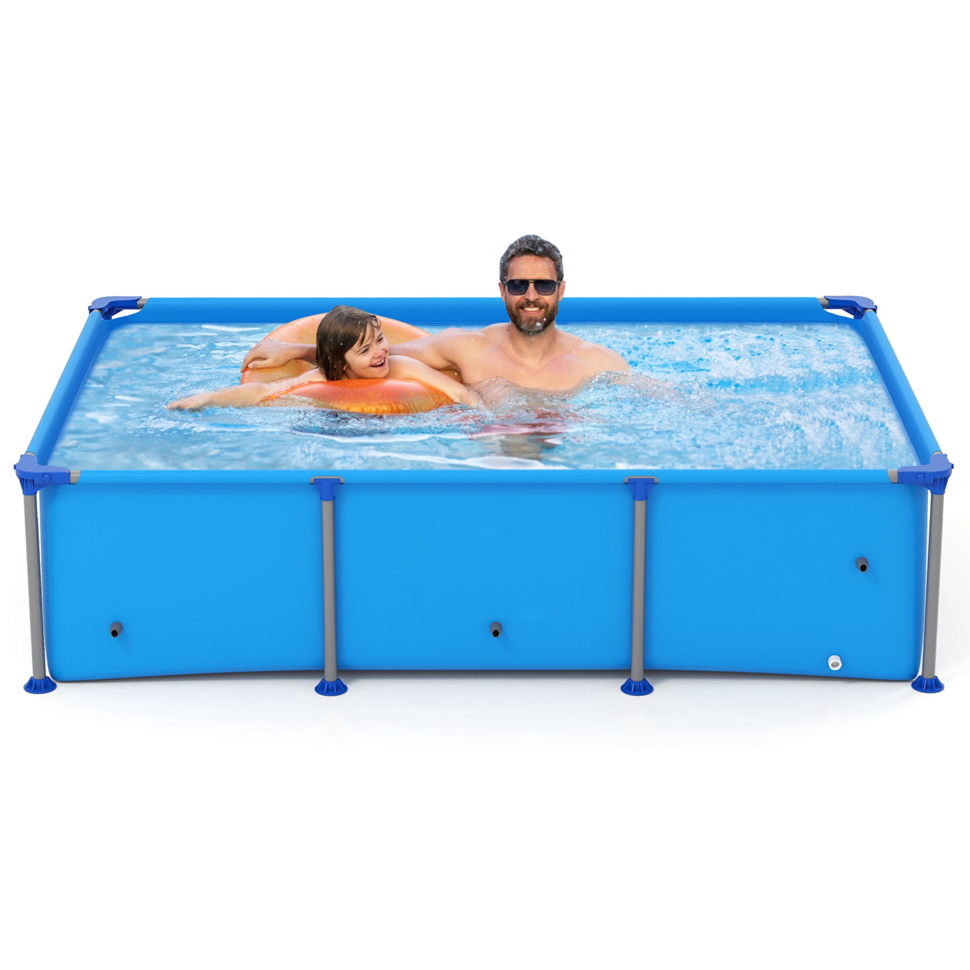 6ft Rectangular Metal Frame Above Ground Pool, 690 Gallon Family Swimming Pool with Triple-Layer PVC, for Backyard, Patio