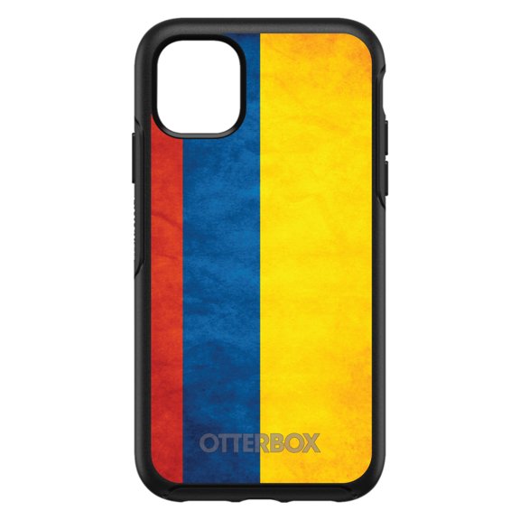 DistinctInk Case for iPhone 15 (6.1" Screen) - OtterBox Symmetry Custom Black Case - Colombia Old Flag - Show Your Love of Colombia