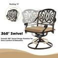 thumbnail image 2 of Magic Union 7 Pieces Outdoor Dining Set, Cast Aluminum Retro Patio Dining Set Includes 59" Rectangular Dining Table with Umbrella Hole,4 Stackable Dining Chairs and 2 Swivel Chairs with Khaki Cushions, 2 of 10