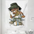 thumbnail image 1 of Drums Tapestry, Wild Rock Musician Drummer with Cool Tattoos and Dreadlocks Funky Heavy Music, Fabric Wall Hanging Decor for Bedroom Living Room Dorm, 5 Sizes, White Multicolor, by Ambesonne, 1 of 1