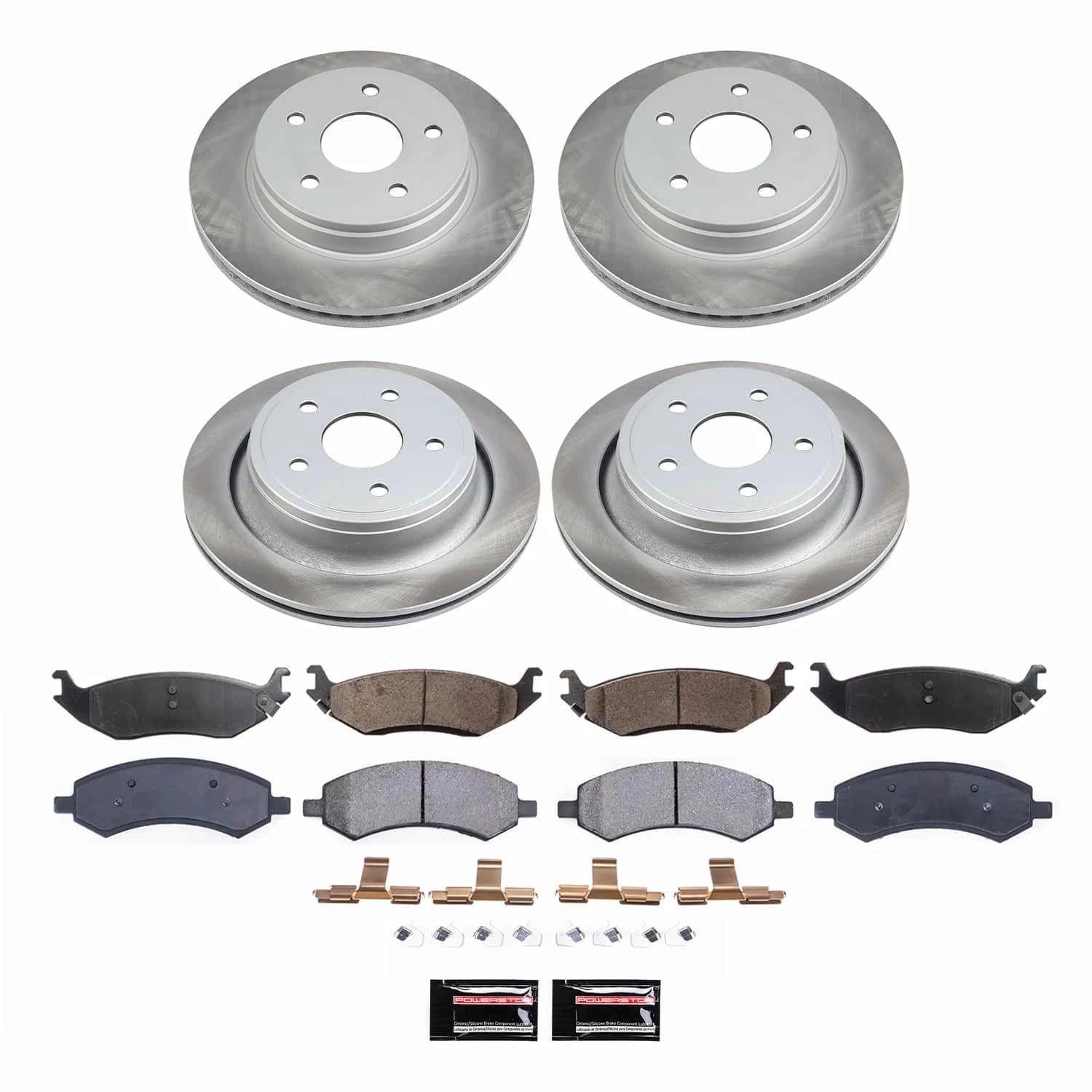 PowerStop Front and Rear Semi-Coated Rotor and Low-Dust Ceramic Brake Pad Kit SC2164